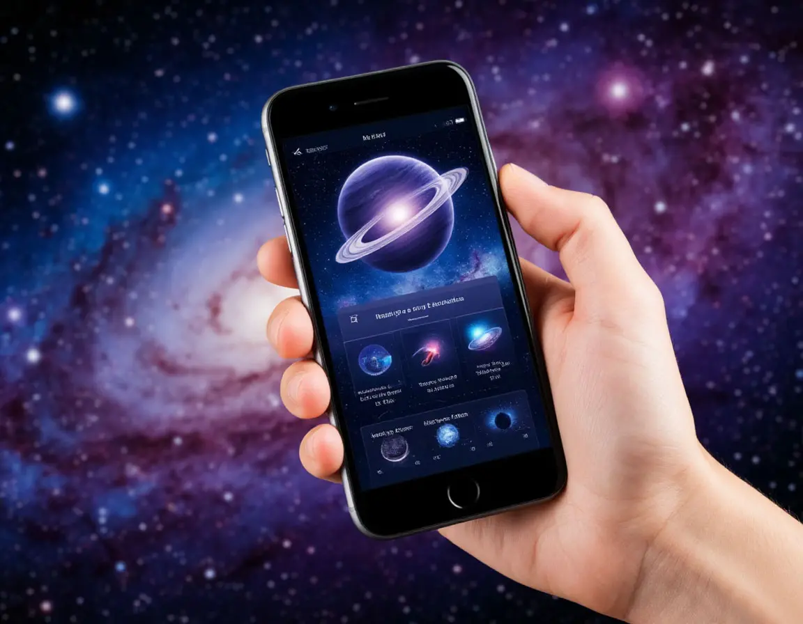 Hand holding phone with app